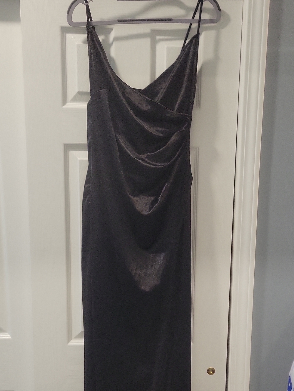 Absolutely Black Satin Strapless Slip Dress